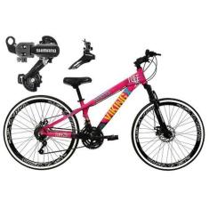Imagem de Bicicleta Aro 26 Vikingx Tuff Rosa/Azul 21V Alumínio Câmbio Shimano Fr