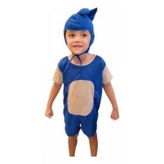 Imagem de Fantasia Roupa Infantil Luxo Sonic Com Touca Ouriço 2 a 9 anos - SGB M