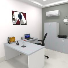 Imagem de Mesa Reta Natus 40mm 140 Bramov Móveis Branco/Cinza Cristal