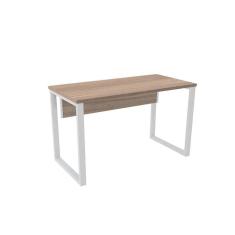Imagem de Mesa De Escritório Pé Tubular Pe25 Em Mdp 120 X 60 Cm Noce Naturalle E Base Branca