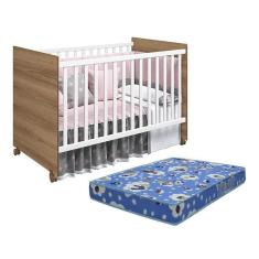 Imagem de Berço Americano Tico Branco Brilho/mezzo Com Colchão D18 - Reller Móveis Branco Brilho/mezzo