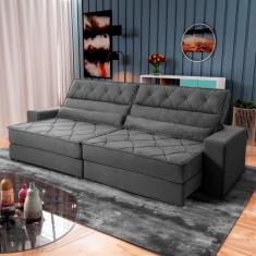 Imagem de Sofá Retrátil Reclinável 2,50m Albany Suede Velut Cinza Molas Ensacadas - King House