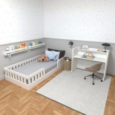 Imagem de Conjunto Infantil De Cama Montessoriana E Escrivaninha Com Regulagem D
