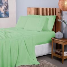 Imagem de Jogo De Lençol Queen 4 Peças 100% Algodão 400 Fios Verde - Casa Fernan