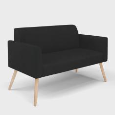 Imagem de Sofá Namoradeira Pés Palito Natural Marisa Linho Preto A79 D03 - D'Rossi