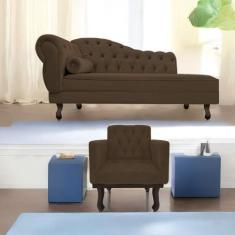 Imagem de Kit Diva Recamier Diana 130cm Lado Direito E 01 Poltrona Classic Suede