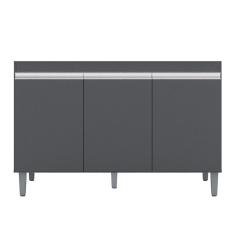 Imagem de Balcão Gabinete Para Pia 120cm 3 Portas Sem Tampo Manu Cinza - ajl Móveis