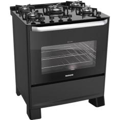 Imagem de SUGGAR FOGÃO BEST GRILL PRETO 220V MESA DE VIDRO 5 BOCAS GRILL NO FORNO TRIPLA CHAMA TREMPES FERRO FUNDIDO FGV506PT2