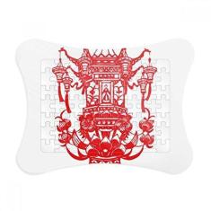 Imagem de Moldura de quebra-cabeça com estampa de lótus de lanterna chinesa vermelha ornamento de jogo de quebra-cabeça