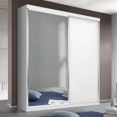 Imagem de Guarda-Roupa Solteiro 2 Portas de Correr 2 Gavetas e 3 Espelhos Salvador Plus Espresso Móveis Branco