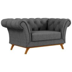 Imagem de Sofá Para Sala De Estar 150cm 1 Lugar Base Madeira Império C-416 Linho