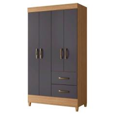 Imagem de Guarda Roupas Solteiro 4 Portas 2 Gavetas Mobi Nature / Grafite Albatroz Nat/titan