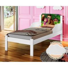 Imagem de Cama Infantil Solteiro Adesivada Urso Branco + Luminária Led - Cor: Branco