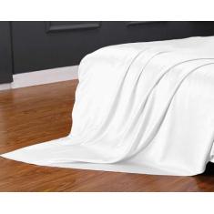 Imagem de Lençol Superior Avulso Casal King Cetim Seda Branco Brilho