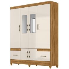 Imagem de Guarda Roupa Casal Ms912 Com Espelho 6 Portas Freijó Off White Moval