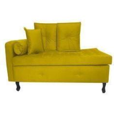 Imagem de Recamier Calçadeira Cancun 1,93 Cm Suede Amarelo - Casa & Estofados -