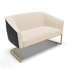Imagem de Sofá Namoradeira 2 Lug Industrial Dourado Stella Pto-linho Bege D03 - D'rossi