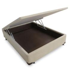 Imagem de Cama Box SOLTEIRÃO VIÚVA Camurça Bege Baú Pistão Frontal - 120x200 - M