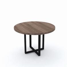 Imagem de Mesa de Reunião Redonda 110 x 75 cm Pé Tubular PE40 em MDP Cor Walnut Base Preta