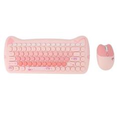Imagem de Conjunto Bonito de Teclado e Mouse Sem Fio Teclado Leve Com Tampa 2.4G Teclado Sem Fio de 84 Teclas e Conjunto de Mouse de 4 Teclas Cute Animal Padrão Design para Home Office