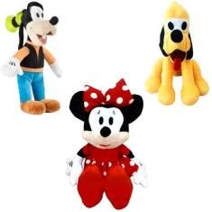 Imagem de 03 Brinquedos Pelucia Minnie 45cm Pluto e Pateta 35cm Turma do Mickey 