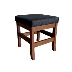 Imagem de Banco Banqueta Barcelona Estofada em Madeira Maciça Suede Preto CCS