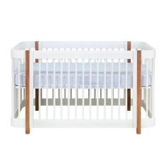 Imagem de Berço lola branco com pé em madeira jequitibá natural + colchão inclus