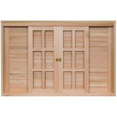 Imagem de Janela de Madeira Veneziana de Correr 120x200cm Com Caixilho 14cm  EWK 372 Rondosul Marroml