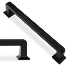 Imagem de BUKOBYHE Pacote com 10 puxadores de armário de cozinha de 160 mm (6-1/4 pol.) Puxadores de armário de cozinha preto fosco puxadores de gaveta de liga de zinco ferragens de cozinha sólidas