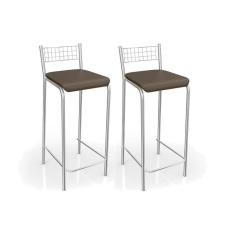 Imagem de Banqueta De Cozinha Gênova 2b705cr Kit 2 Un Cromado/courano Marrom - Kappesberg