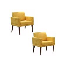 Imagem de Kit 02 Poltronas Decorativas Emília Pés Palito Suede - DS Móveis