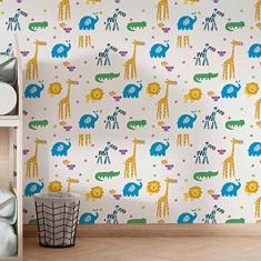 Imagem de Papel De Parede Adesivo Animais Safari Quarto Infantil 3m