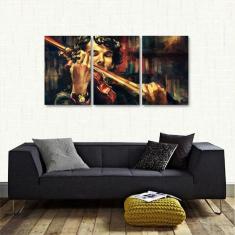 Imagem de Quadro Decorativo Sherlok Holmes Violino Em Tecido 3 Peças