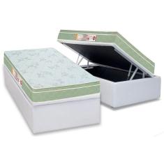 Imagem de Cama Box Baú Solteiro: Colchão Espuma Castor D33 Sleep Max Euro Pillow + Base CRC Courano White(88x188)