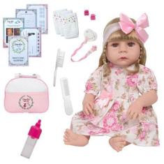Imagem de Boneca Reborn Silicone Realista Loira Com Bolsa Envio 24 Hrs - Cegonha