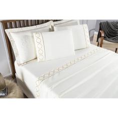 Imagem de Lençol Casal Super King Madri 300 Fios 04 Peças - Palha