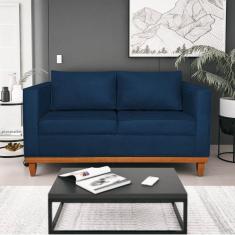 Imagem de Sofá 2 E 3 Lugares Europa 180 Cm Estilo Conforto E Elegância Suede - Amarena Móveis Azul Marinho