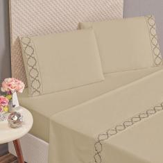 Imagem de Lençol Santoro Casal Micropercal 300 Fios 4 Peças Cáqui