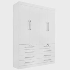 Imagem de Guarda Roupa Solteiro 4 Portas 6 Gavetas - Mônaco-Branco - Móveis D' Doro