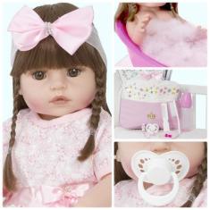 Imagem de Bebe Boneca Reborn Princesa Silicone Realista Com 20 Itens - Cegonha R