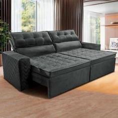 Imagem de Sofá 3 Lugares Cama inBox Belém Retrátil e Reclinável Revestido em Suede Velusoft - 200cm de largura