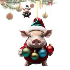 Imagem de Enfeites de animais para árvores de Natal,Enfeites de animais de fazenda para árvores | 2D acrílico colorido bolas padrão carro retrovisor espelho animal pingente,Decorações coloridas da porta da rua