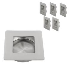 Imagem de HOMOTEK Puxadores de dedo de porta de armário deslizantes embutidos quadrados, diâmetro interno de 54 mm, alças niveladas de aço inoxidável escovado para porta de bolso, porta de desvio, puxadores de