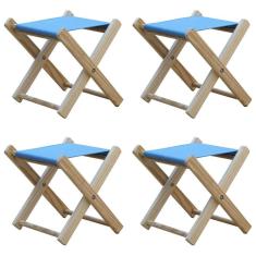 Imagem de Kit 4 Banquinho De Madeira Banqueta Pescador-azul Claro