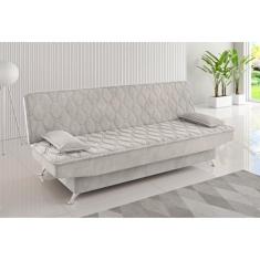 Imagem de Sofa Cama Zenite 3 Lugares Reclinável com 2 Almofadas Soltas Veludo Marfim