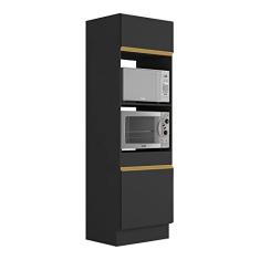 Imagem de Paneleiro com Rodapé 2 Portas para Forno e Microondas Veneza Gb Multimóveis Mp2116 Preto