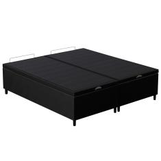 Imagem de Base Cama Box Baú Casal Queen 158cm Hit I02 Suede Preto - Mpozenato