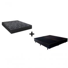 Imagem de Cama Box Casal 138 Bipartido Tecido Preto Com Colchão Lisboa Bello Box D28 Preto