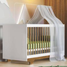 Imagem de Berço Mini Cama Flocos 100% Mdf Branco/Ypê - Tigus