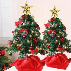 Imagem de Árvore de Natal Juegoal Mini, pacote com 2, 60 cm com 50 luzes LED